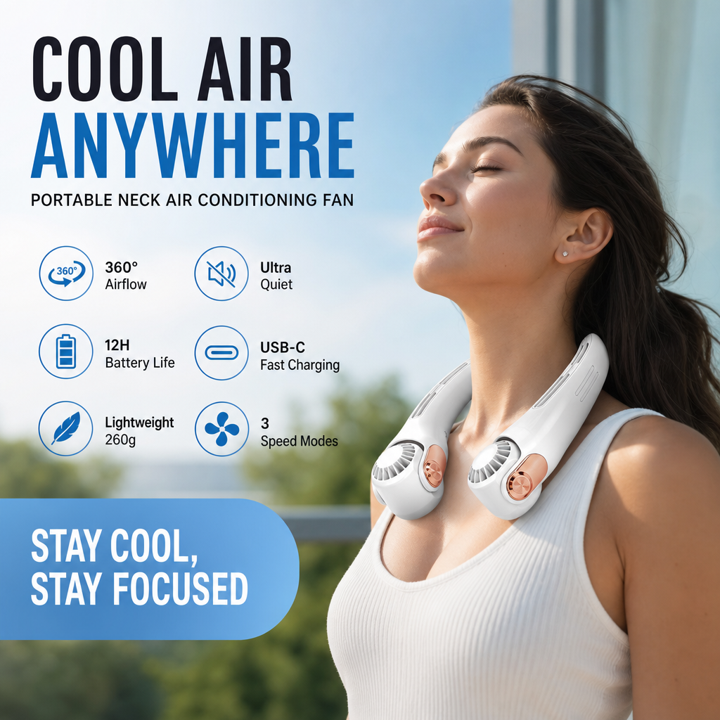 🚨 Limited Time Offer: 50% OFF Ends Today-Neck Air Conditioner Fan