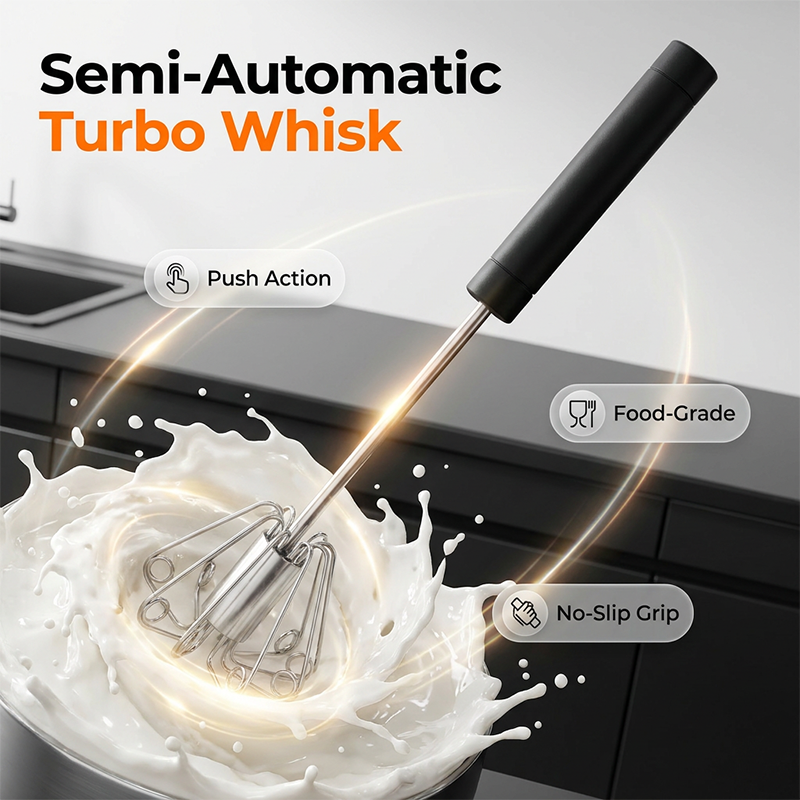 🚨 LAST DAY! 70% OFF TODAY——Stainless Steel Semi-Automatic Hand Egg Beater