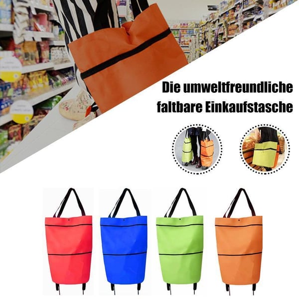 🔥Last day - Limted Time 50% OFF! 💞 2-in-1 Foldable Shopping Cart – Carry & Roll with Ease 🛒