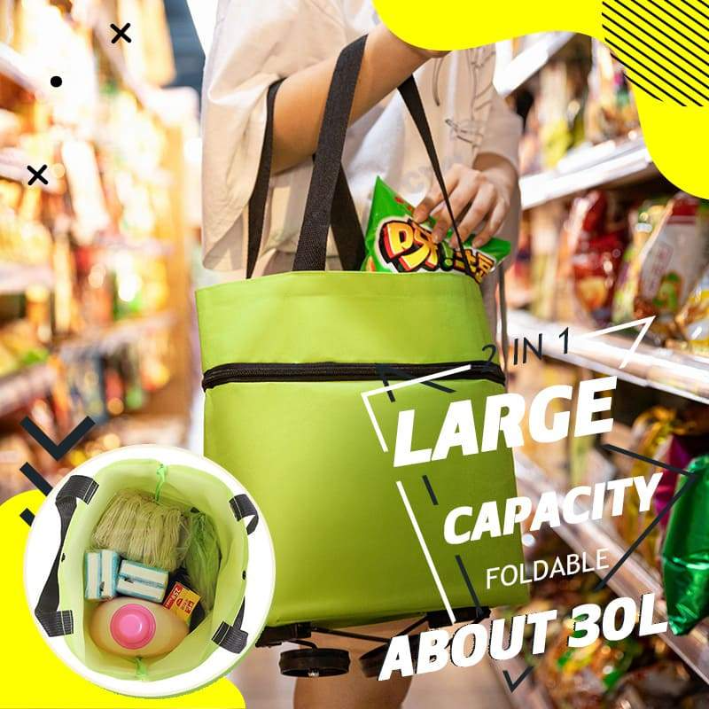🔥Last day - Limted Time 50% OFF! 💞 2-in-1 Foldable Shopping Cart – Carry & Roll with Ease 🛒