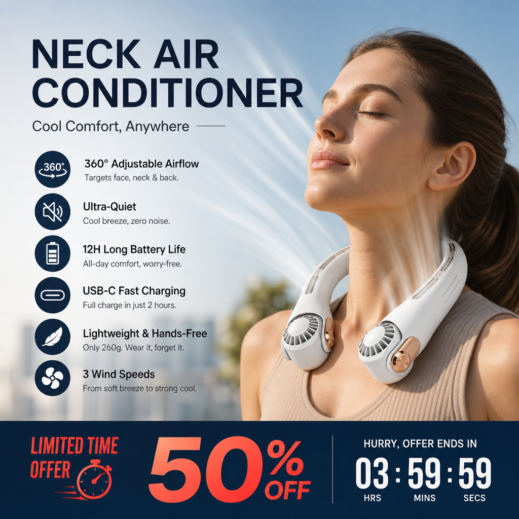 🚨 Limited Time Offer: 50% OFF Ends Today-Neck Air Conditioner Fan